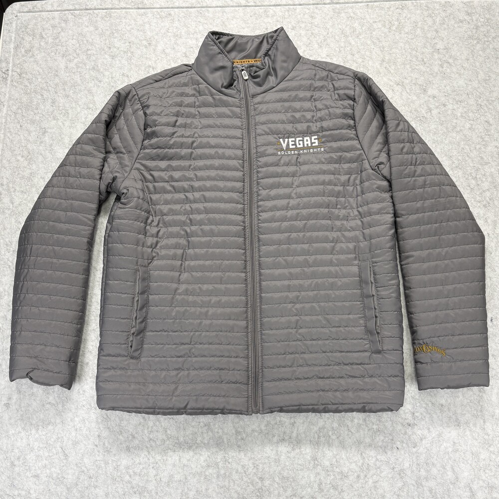 NWT Vegas Golden Knights Station Casinos Packable Puffer Jacket - Men’s L - Gray